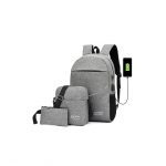 Joy Star 3 in 1 Multifunctional Laptop Backpack with USB Port Set - Grey