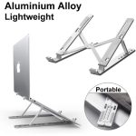 Metal Foldable Adjustable Stand Holder For Laptop Silver