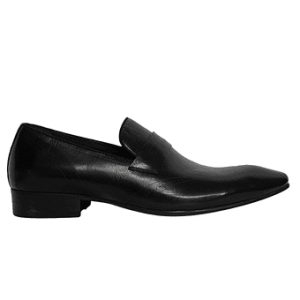 Men's Black Leather Slip-on Shoes - Blusaki