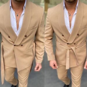 Afforable Executive Men Double Breasted Suit (belt)