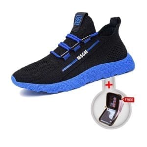 Low Top Lace Up Sneaker - Black&Blue