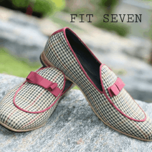 Brown Checked With Wine edged Laced & Bow