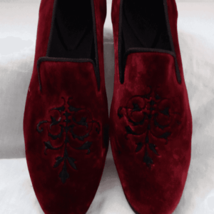 Wine Suede with black embroidery