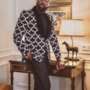 Men's Black & White Suit.