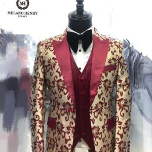 Wedding Suit Wine & Gold
