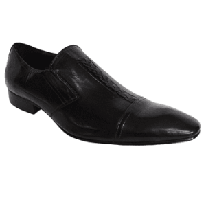Black Leather Slip-on Shoes - Blusaki