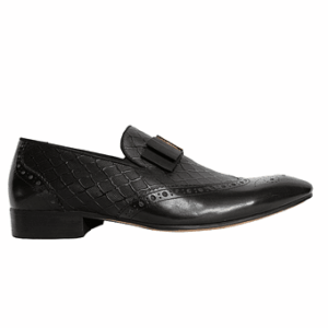 Blusaki Leather Oxford Slip-on Shoes - Black