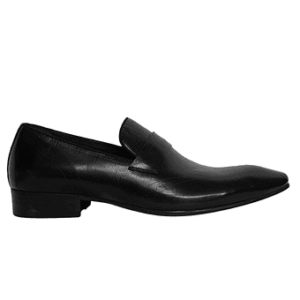 Men's Black Leather Slip-on Shoes - Blusaki