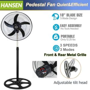 Shop HANSEN 18 Inch 3-Speed Low Noise Standing Fan - Black